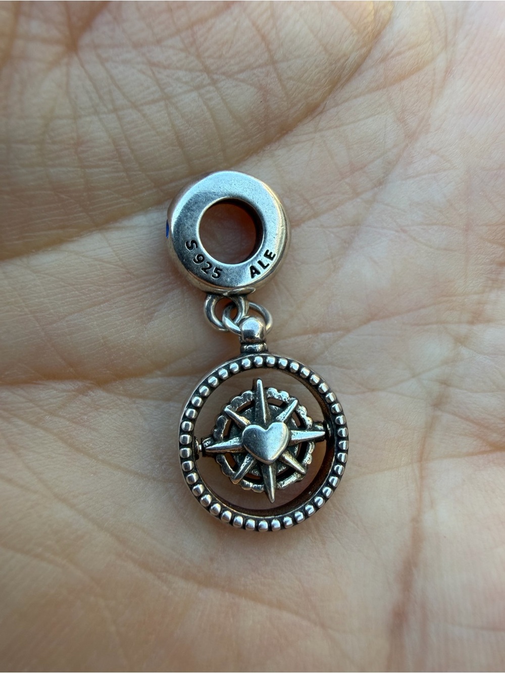 Pandora Sterling Silver Compass Heart Dangle